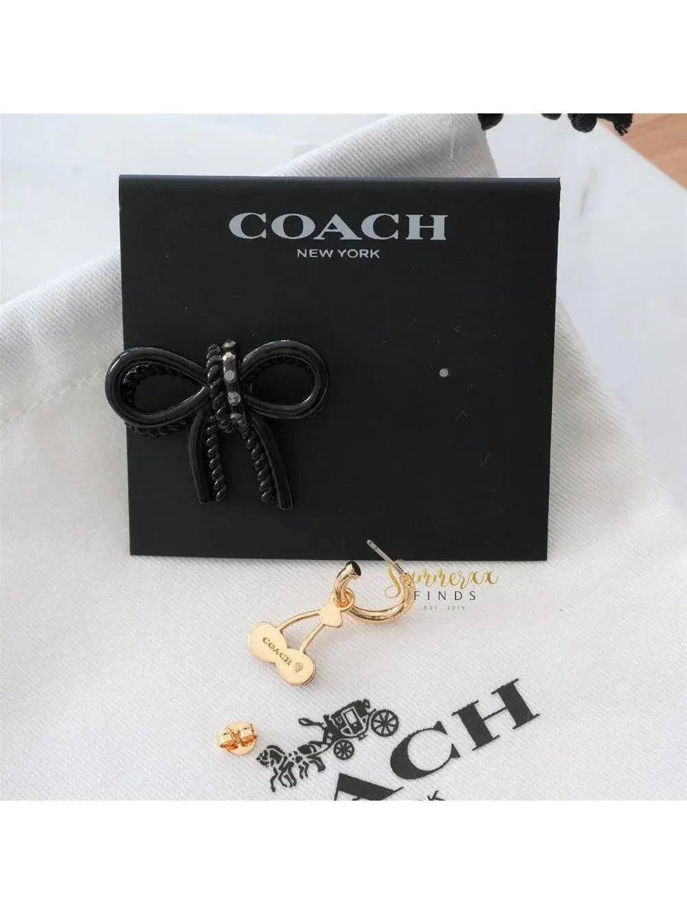 Coach Cherry Bow Mismatched Earrings - Picture 2 of 4